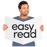 A man holding an Easy Read document