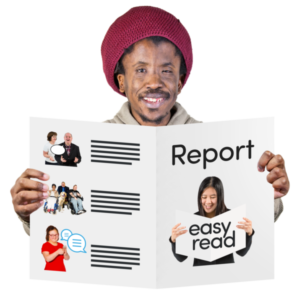 Black disabled man reading an easy read report